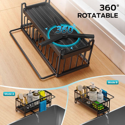 Mythco Sponge Holder For Kitchen Sink With Auto Draining Tray