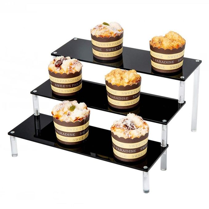 3 Tier Acrylic Cupcake Display Stand, Collection Organizer Shelf, Desserts Holder and Cosmetic Items Display Risers