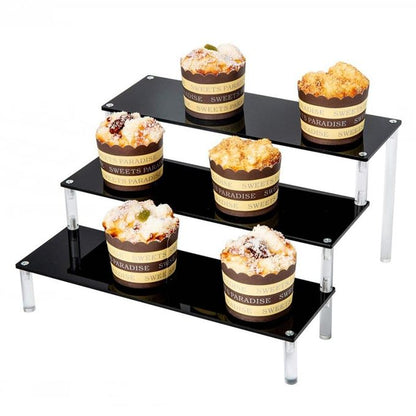 3 Tier Acrylic Cupcake Display Stand, Collection Organizer Shelf, Desserts Holder and Cosmetic Items Display Risers