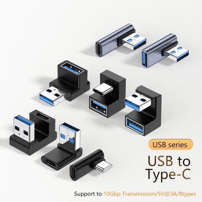 U-Shape 10gbps Up Down 90 Degree Angled Usb 3.0 Type-C Usb-C 10gbps M/f Adapter A Male To Female Extension Connector 3a Charge