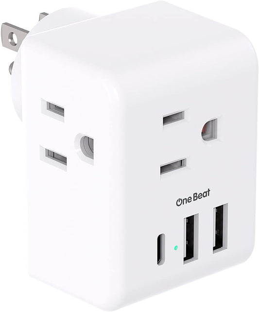 Multi Plug Outlet Extender, Power Strip Non Surge Protector Electric Outlet Splitter with 3 USB Wall Charger (1 USB C), Multiple Outlet Expander for Cruise,...