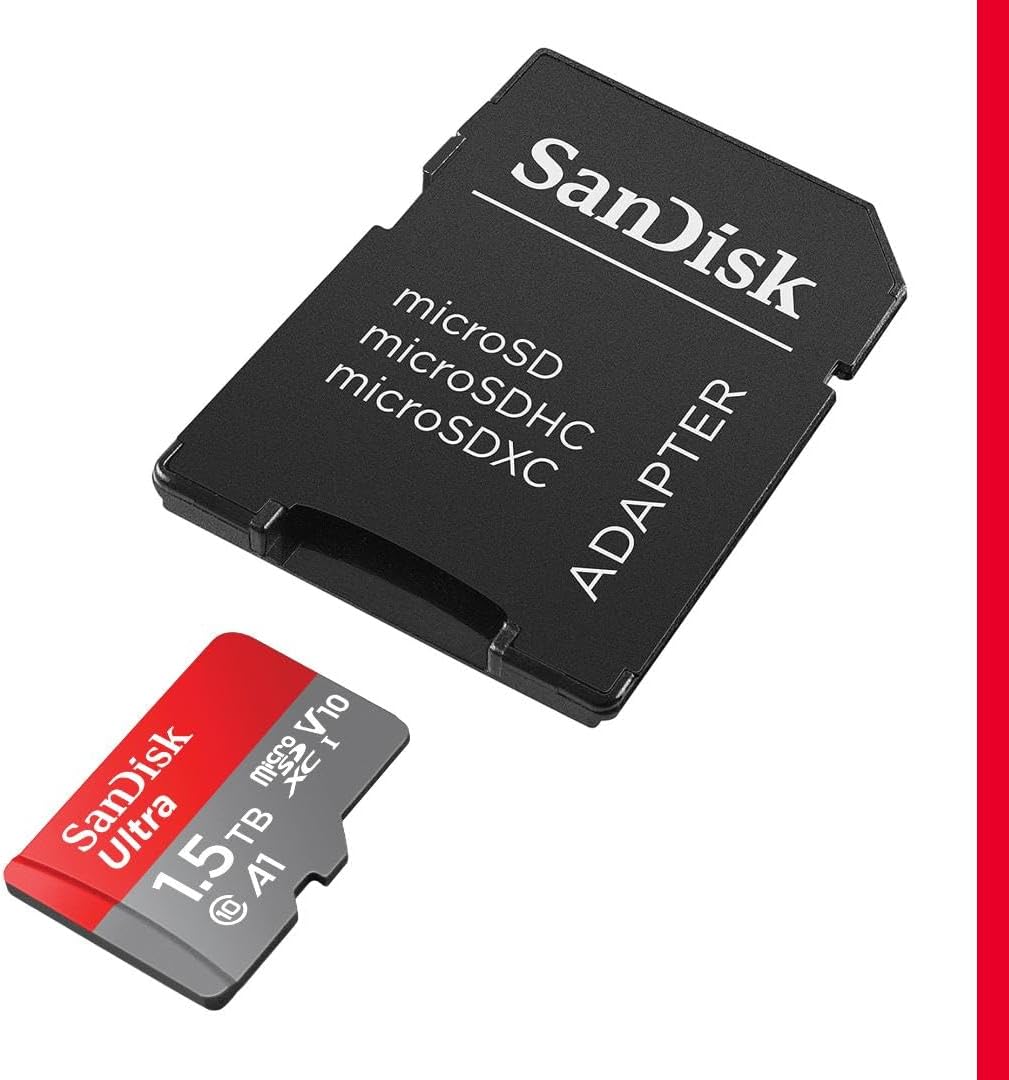 SanDisk 1.5TB Ultra microSDXC UHS-I Memory Card with Adapter - Up to 150MB/s, C10, U1, Full HD, A1, MicroSD Card - SDSQUAC-1T50-GN6MA [New Version]