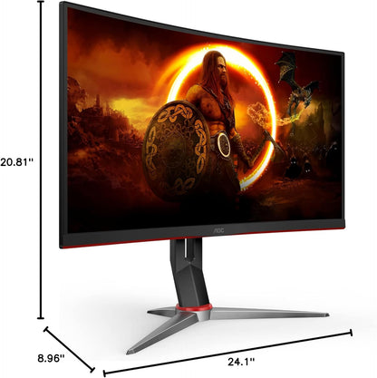 AOC C27G2Z 27" Curved Frameless Ultra-Fast Gaming Monitor, FHD 1080p, 0.5ms 240Hz, FreeSync, 2x HDMI 2.0, 1x Display Port, Height Adjustable, Xbox PS5 Switch Ready, 3-Year Zero-Bright-Dot