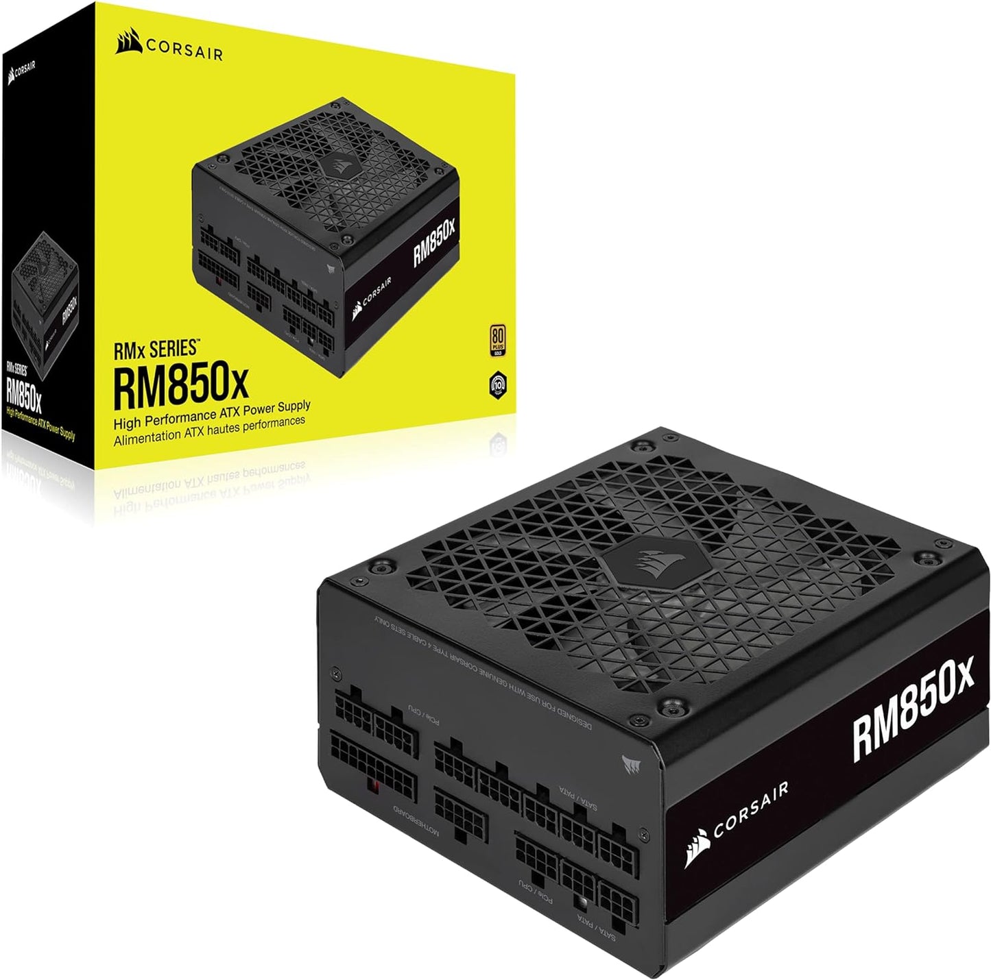 CORSAIR RM850x Fully Modular ATX Power Supply - 80 PLUS Gold - Low-Noise Fan - Zero RPM - Black