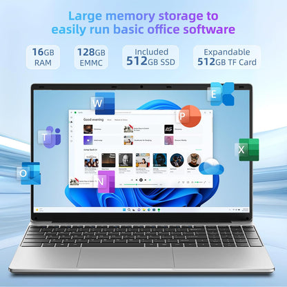 jumper Laptop Computer, 16GB RAM, 640GB Storage, Laptop with Office 365 One Year, Quad Core N95 CPU, 2.4G+5G WiFi, FHD 1920x1080 Display, 38WH Battery, 2 Speakers, Portable 15.6 Inch Laptops.