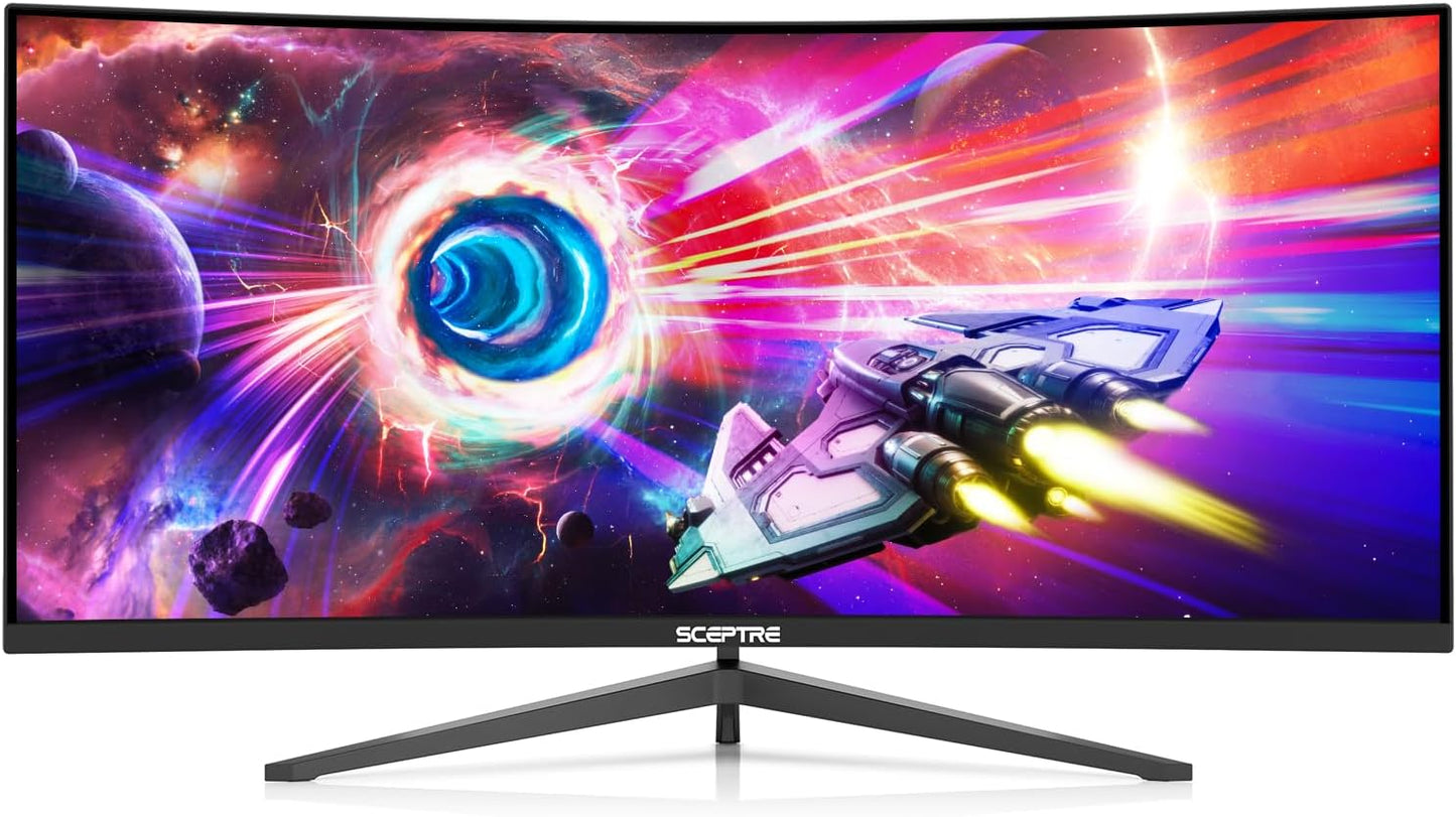 Sceptre 34-Inch Curved Ultrawide WQHD Monitor 3440 x 1440 R1500 up to 165Hz DisplayPort x2 99% sRGB 1ms Picture by Picture, Machine Black 2023 (C345B-QUT168)