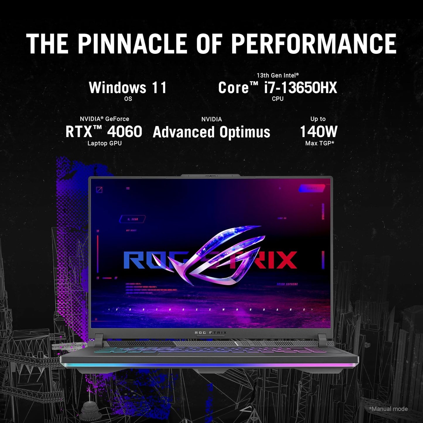 ASUS ROG Strix G16 (2024) Gaming Laptop, 16” 16:10 FHD 165Hz Display, NVIDIA® GeForce RTX™ 4060, Intel Core i7-13650HX, 16GB DDR5, 1TB PCIe Gen4 SSD, Wi-Fi 6E, Windows 11, G614JV-AS74