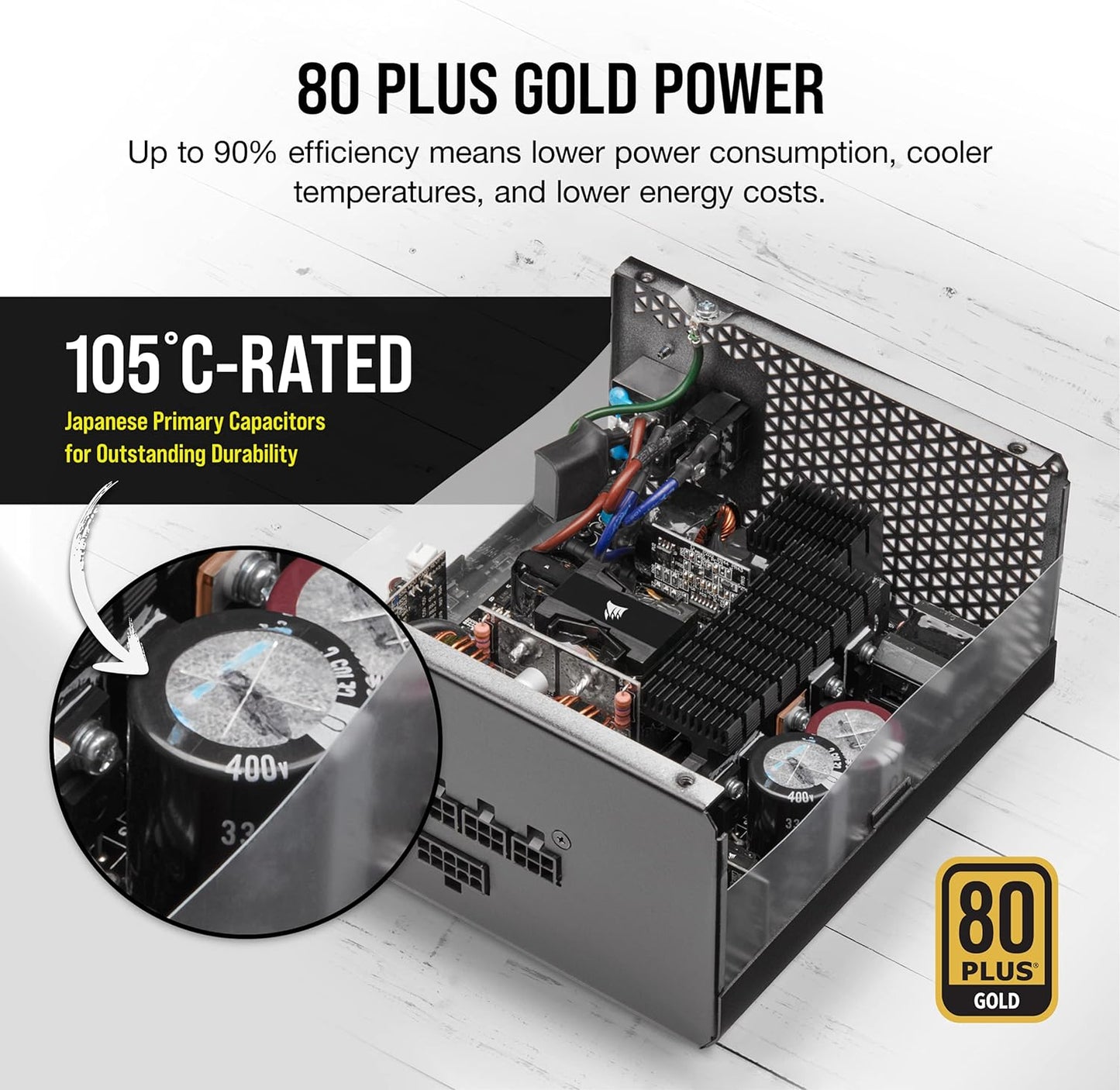 CORSAIR RM850x Fully Modular ATX Power Supply - 80 PLUS Gold - Low-Noise Fan - Zero RPM - Black