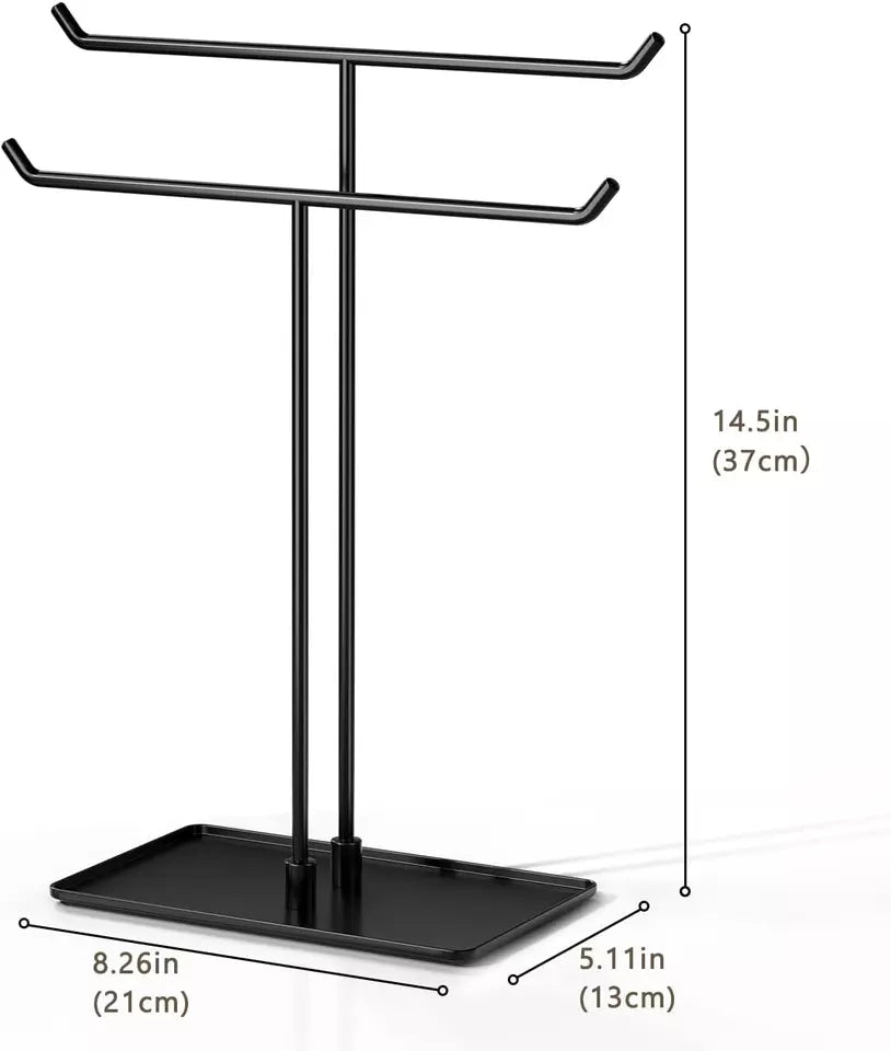 Necklace Stand Aesthetic Necklace Holder: Black Metal Necklace Organizer for Home Decor